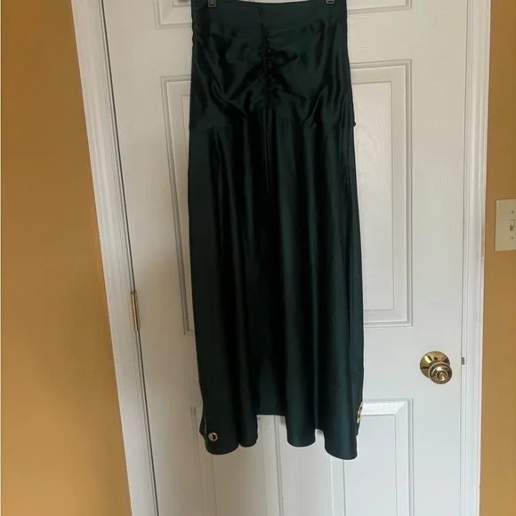 Self-Portrait Dark Green Maxi Skirt with Grommet Trim - Picture 5 of 6